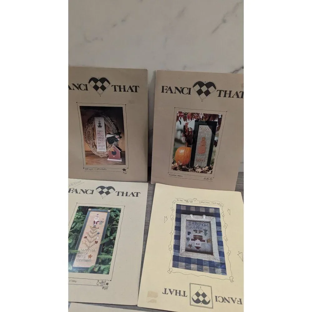 Fanci‎ That Cross Stitch Patterns Lot 5 Primitive Folk Art Christmas Snowman